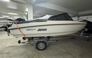 BELLA 550BR 2019 med Mercury F100 og Respo tilhenger. Ferskvannskjørt